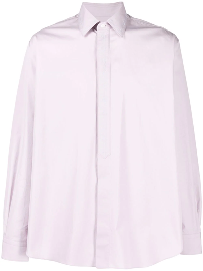 Fendi Men's Striped Cotton Shirt In Violett