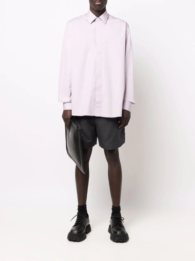 Fendi Men's Striped Cotton Shirt In Violett