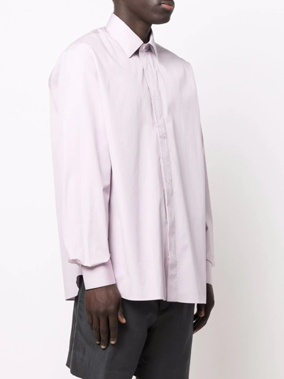 Shop Fendi Long-sleeved Cotton Shirt In Violett
