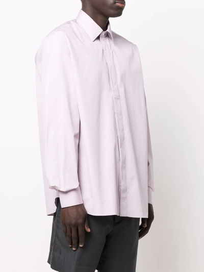 Fendi Men's Striped Cotton Shirt In Violett