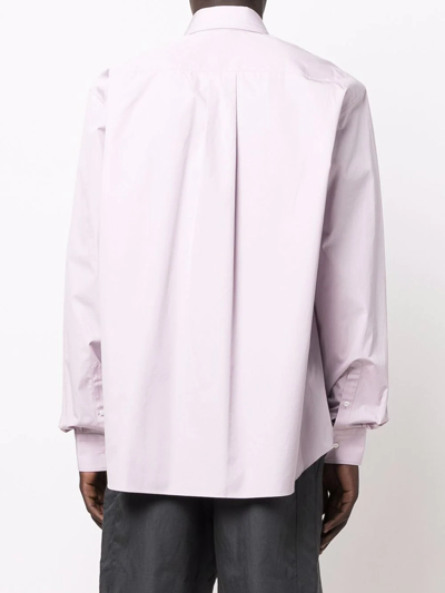 Shop Fendi Long-sleeved Cotton Shirt In Violett