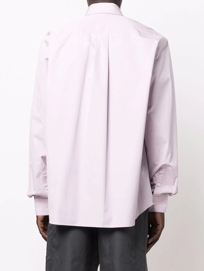 Fendi Men's Striped Cotton Shirt In Violett