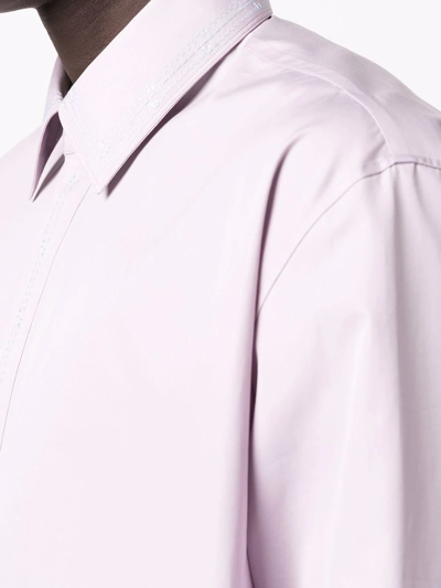 Fendi Men's Striped Cotton Shirt In Violett