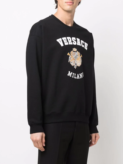 Shop Versace Logo-print Sweatshirt In Schwarz