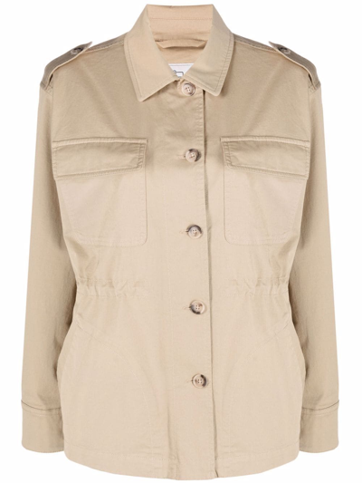 Shop Woolrich Stretch Twill Overshirt In Nude