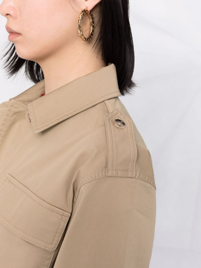 Shop Woolrich Stretch Twill Overshirt In Nude
