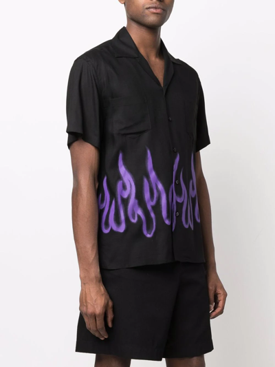 Shop Vision Of Super Flame-print Short-sleeved Shirt In Schwarz