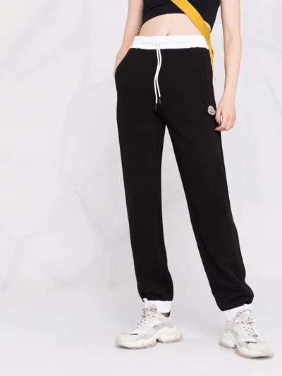 Shop Moncler Elasticated-waistband Track Pants In Schwarz