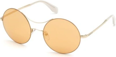 Shop Adidas Originals Brown Mirror Round Ladies Sunglasses Or0002 32g 57 In Brown / Gold