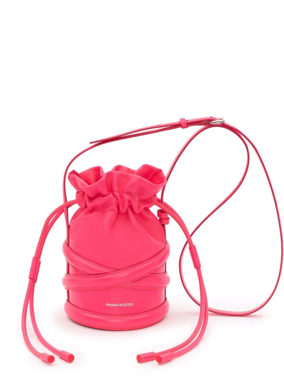 Shop Alexander Mcqueen The Curve Drawstring Mini Bag In Pink