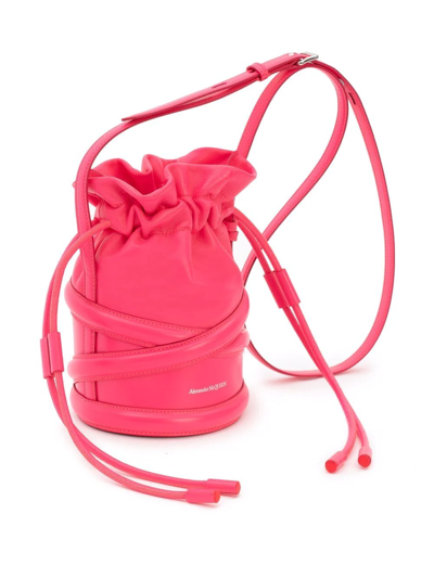 Shop Alexander Mcqueen The Curve Drawstring Mini Bag In Pink