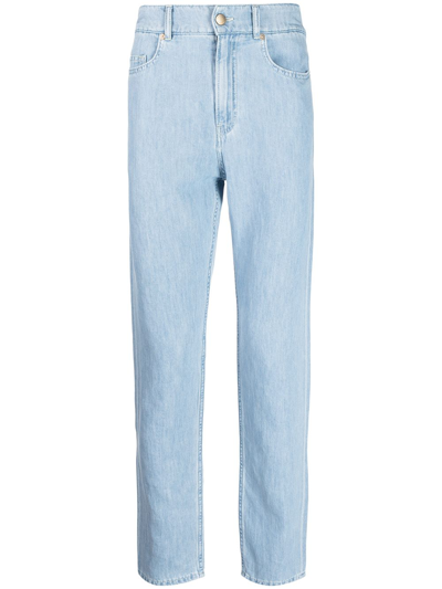 Shop Agnona High-rise Straight-leg Jeans In Blue