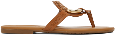 Shop See By Chloé Brown Hana Flip Flop Sandals In 220-rustst/copper