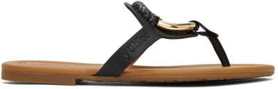 Shop See By Chloé Black Hana Flip Flop Sandals In 001-black