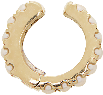 Shop Maria Tash Gold 6.5mm Pearl Eternity Ear Cuff In Yellow Gold