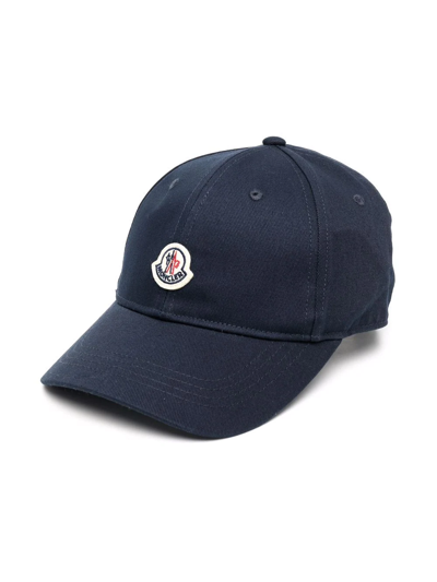 Shop Moncler Logo-patch Cotton Baseball Cap In Blue