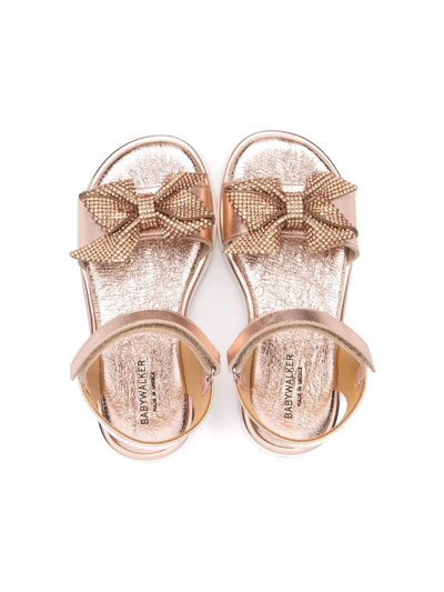 Babywalker Open-toe Leather Sandals In Gold