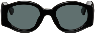 Shop Dries Van Noten Black Linda Farrow Edition Round Sunglasses