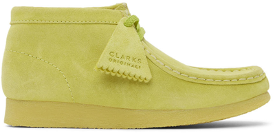 Shop Clarks Originals Kids Green Suede Wallabee Boots In Lime