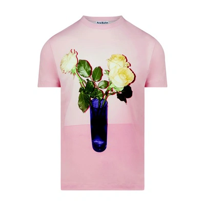 Shop Acne Studios Short Sleeves T-shirt In Rose Pink