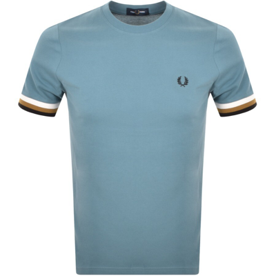 Fred Perry Striped Cuff T Shirt Blue | ModeSens