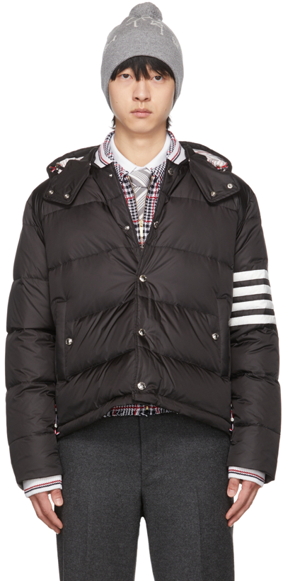 Shop Thom Browne Black Down Matte 4-bar Bomber Jacket In 001 Black