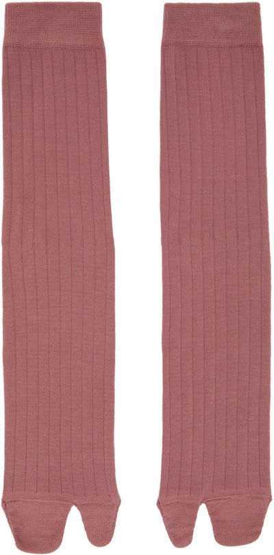 Shop Maison Margiela Pink Tabi Bootleg Socks In 240 Cipria