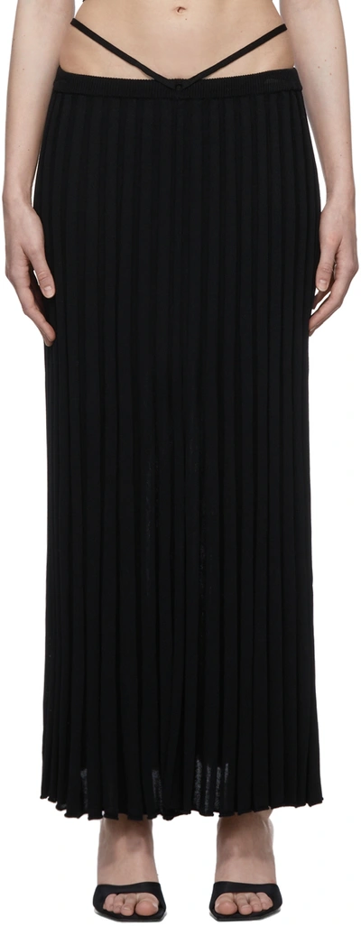 Shop Christopher Esber Black Pleated Long Skirt