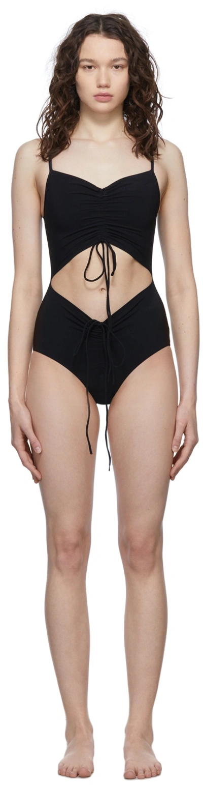 Shop Christopher Esber Black Ruched Disconnect One-piece Swimsuit