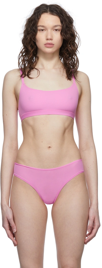 Shop Skims Pink Fits Everybody Scoop Neck Bra In Neon Orchid
