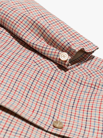 Shop Gucci Logo-patch Checked Shirt Jacket In Red