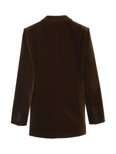 Shop Saint Laurent Single-breasted Blazer Jacket In Brown