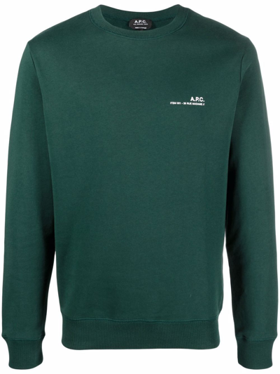 Shop Apc A.p.c. Men's Green Cotton Sweatshirt