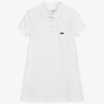 Shop Lacoste Girls White Piqué Polo Dress