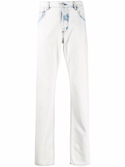 Shop Alexander Mcqueen Bleached Jeans In Bianco