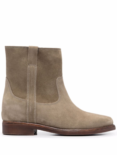 Shop Isabel Marant Susee Low Heel Boots In Brown