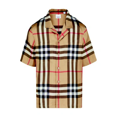 Shop Burberry Check Short-sleeve Shirt In Archive Beige Ip Chk