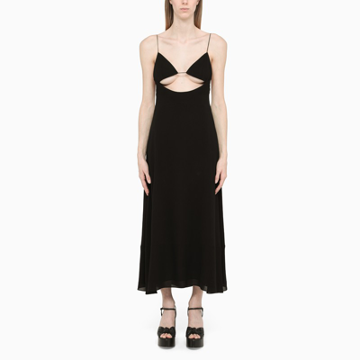 Shop Saint Laurent Black Long Dress With Cut-out Detailing