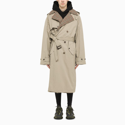 Shop Balenciaga Reversible Double-breasted Trench In Beige