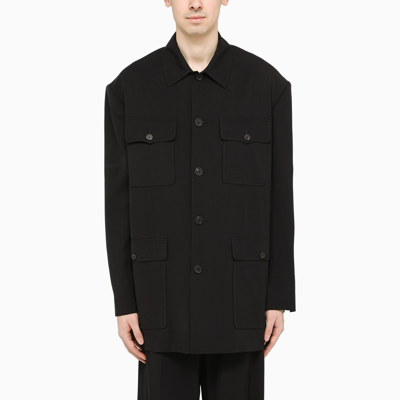 Shop Balenciaga Multi-pockets Shirt-jacket In Black