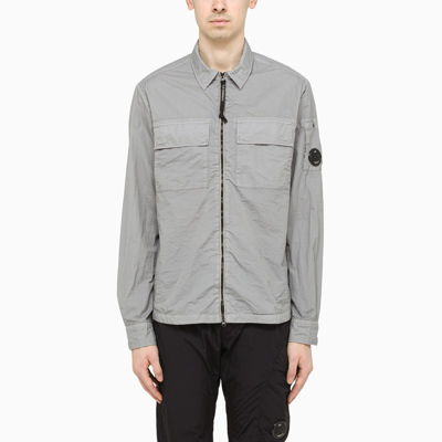 Shop C.p. Company Grey Nylon Zipped Shirt