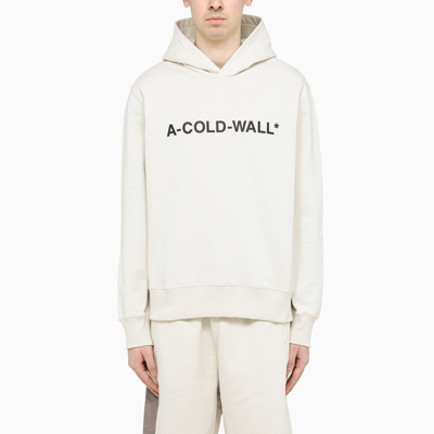 Shop A-cold-wall* Logo-print Hoodie Ivory In Beige