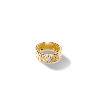 John Hardy 18k Yellow Gold Classic Chain Diamond Patterned Band