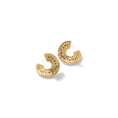 John Hardy 18k Yellow Gold Classic Chain Patterned Radial Hoop Earrings In 18k Gold