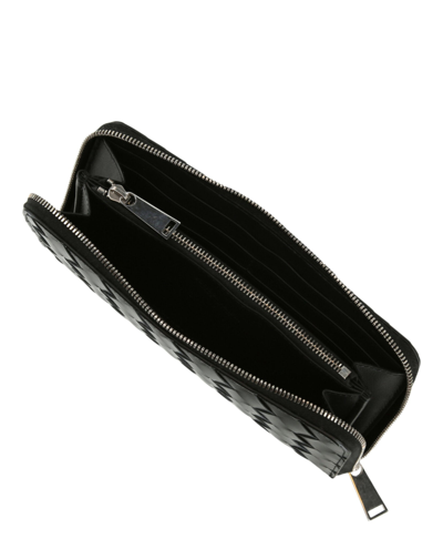 Shop Bottega Veneta Intrecciato Leather Zip-around Wallet In Black/silver