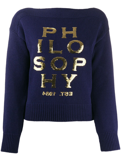 Shop Philosophy Women's  Blue Cotton Sweater