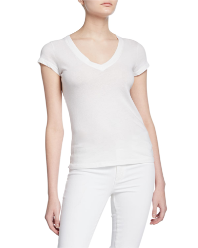 Shop L Agence Becca V-neck Short-sleeve Tee In White