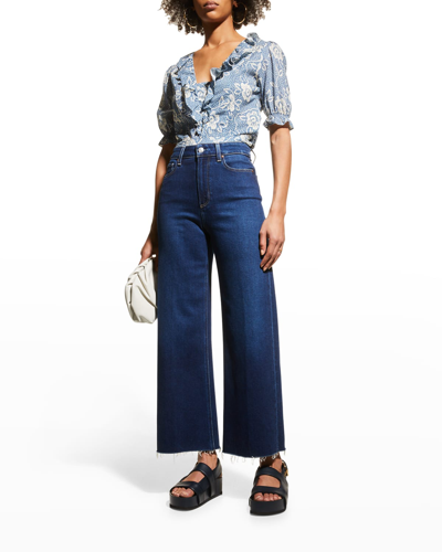 Shop Paige Anessa Wide-leg Raw Hem Jeans In Unplugged