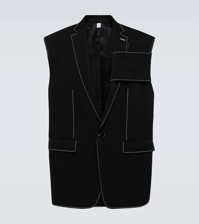 Shop Burberry Wool Tailored Vest In Black