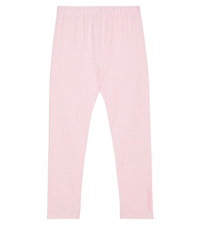 Givenchy Pink Kids Leggings With Logo And 4g All-over Motif In Marshmallow